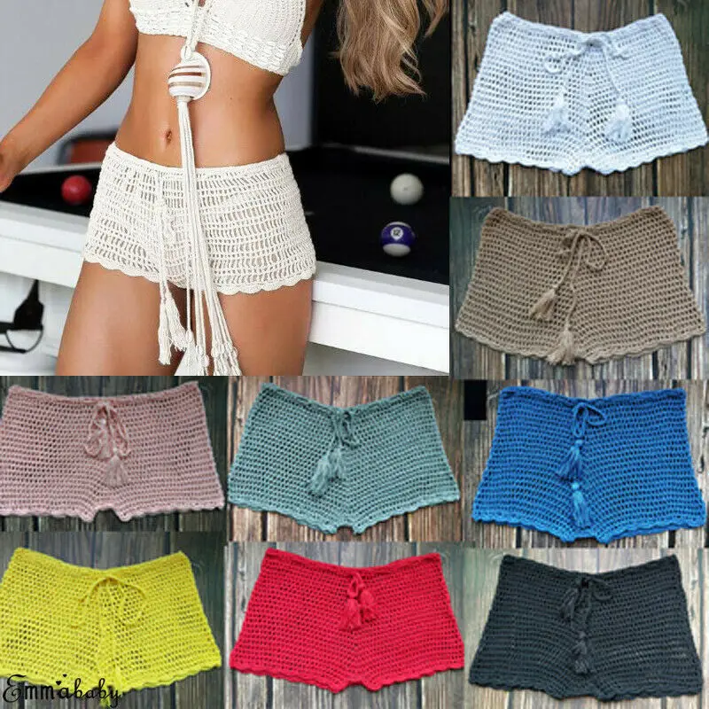 

Women Summer Plain Swim Shorts Bikini Swimwear Boy Style Short Crochet Bottoms Bathing Suit Thong Biquini Bikini Set