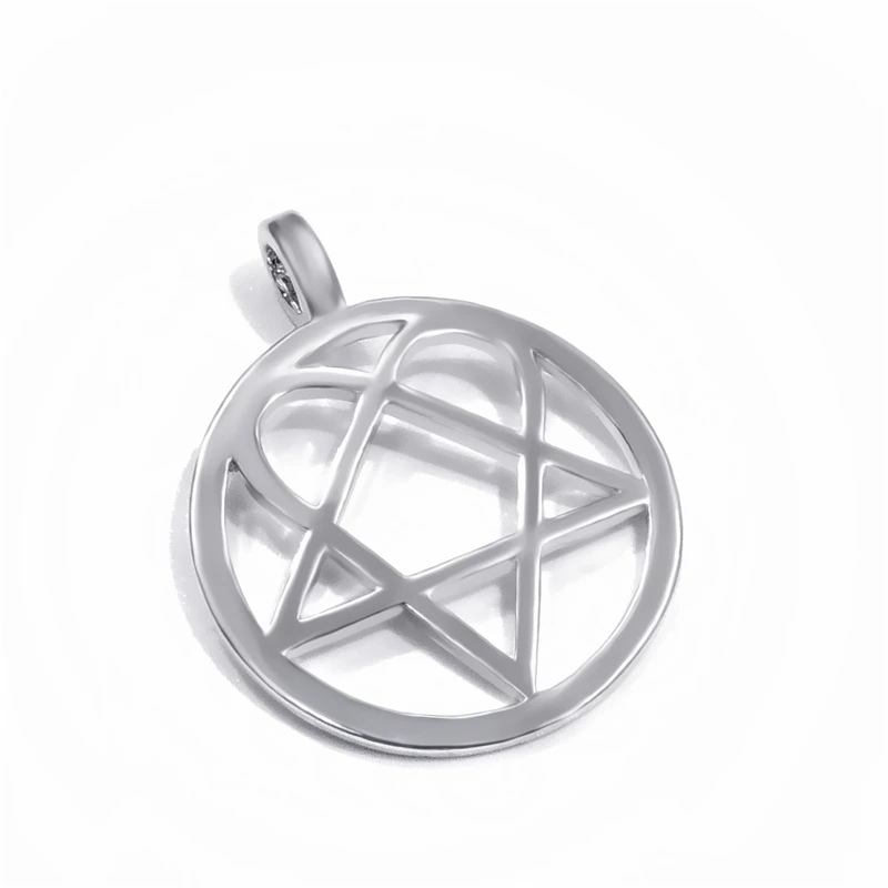 Heartagram звезда сердце его Серебряный тон Мужские Женские оловянные кулон ожерелье LP215