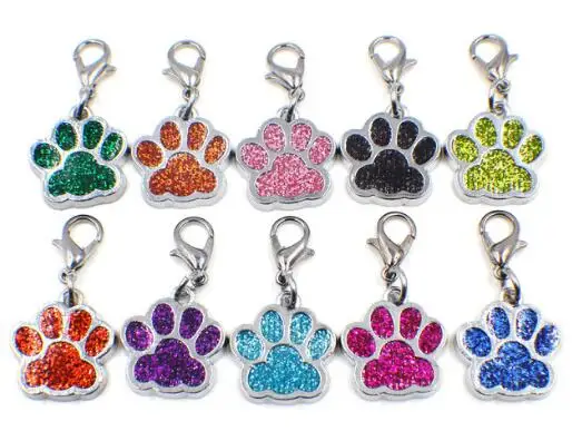 

50pcs/lot Colors Bling bear dog paw print with lobster clasp diy hang pendant charms fit for keychains jewelrys