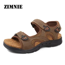ZIMNIE/брендовые сандалии из натуральной кожи; мужские сандалии; удобная летняя обувь; мягкие дышащие мужские сандалии; Новинка; большие размеры 38-47