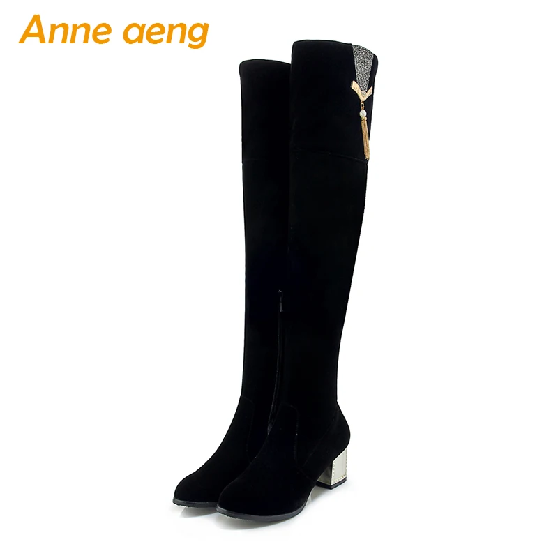 

2019 new autumn winter women boots over the knee thigh high boots zip ladies sexy snow boots black women shoes big size 33-43