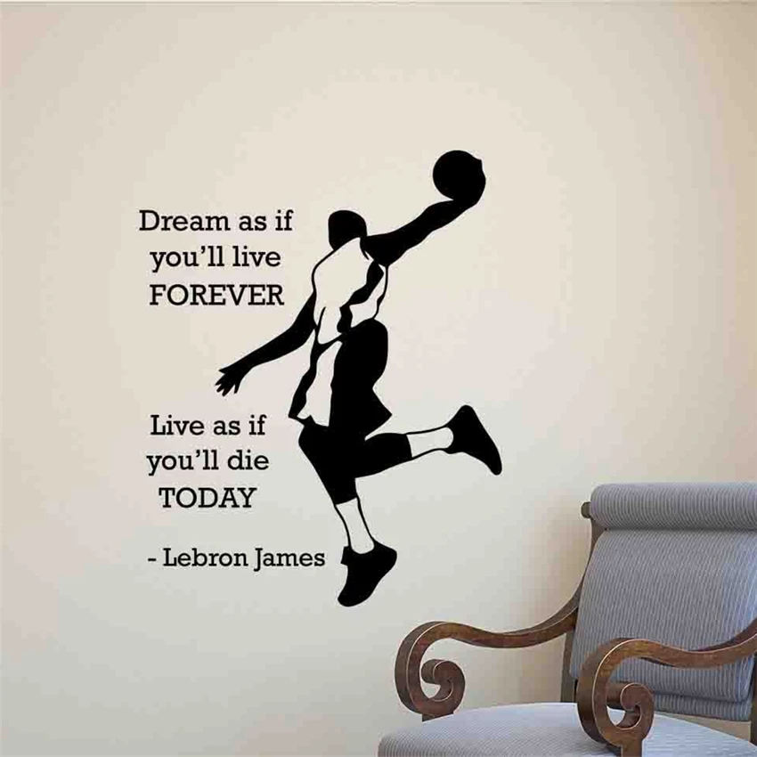 Us 5 99 Lebron James Wall Decal Quote Poster Gift Vinyl Sticker Basketball Decor Art Boys Living Room Bedroom Sticker D789 In Wall Stickers From