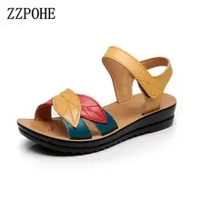 ZZPOHE d’été nouvelle mère sandales fond mou anti-dérapage d’âge moyen de mode Femme sandales plates confortables chaussures de femmes 35 41