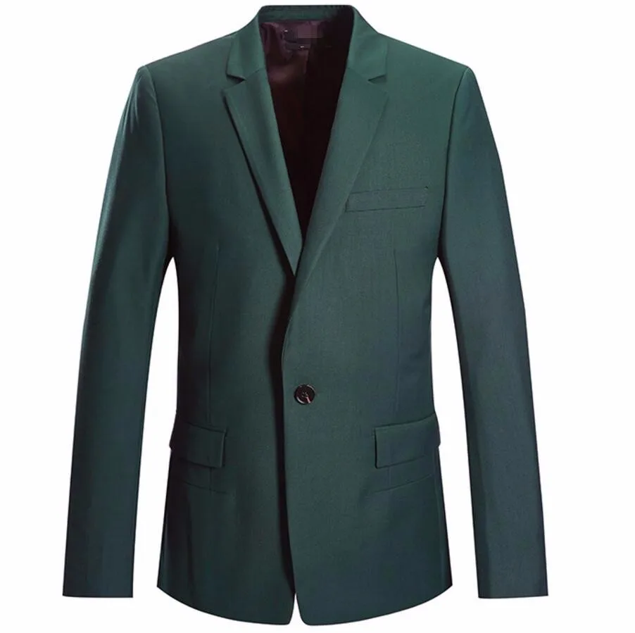 Красивый мужской темно-зеленый пиджак Горячая Распродажа мужской костюм для отдыха куртка высокого качества на заказ простой стиль с ОТВОРОТОМ однобортный blaze