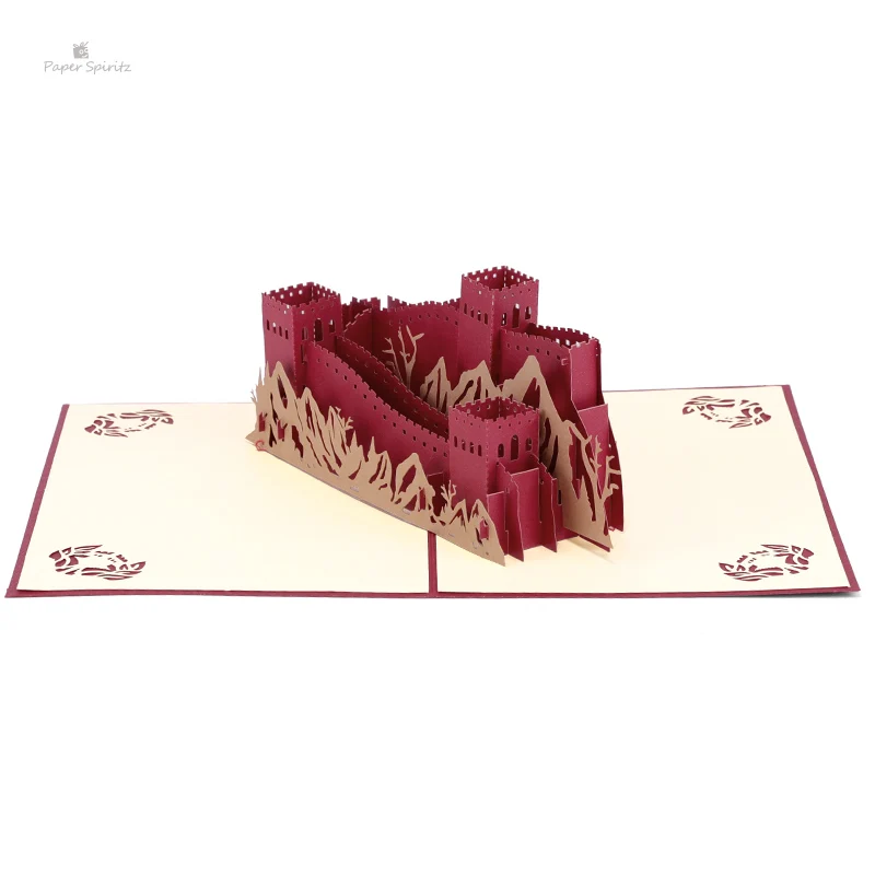  PAPER SPIRITZ Great Wall Cards 3D laser Cut Kraft Paper Pop Up Card With Envelope Invitations Greet - 32895572414