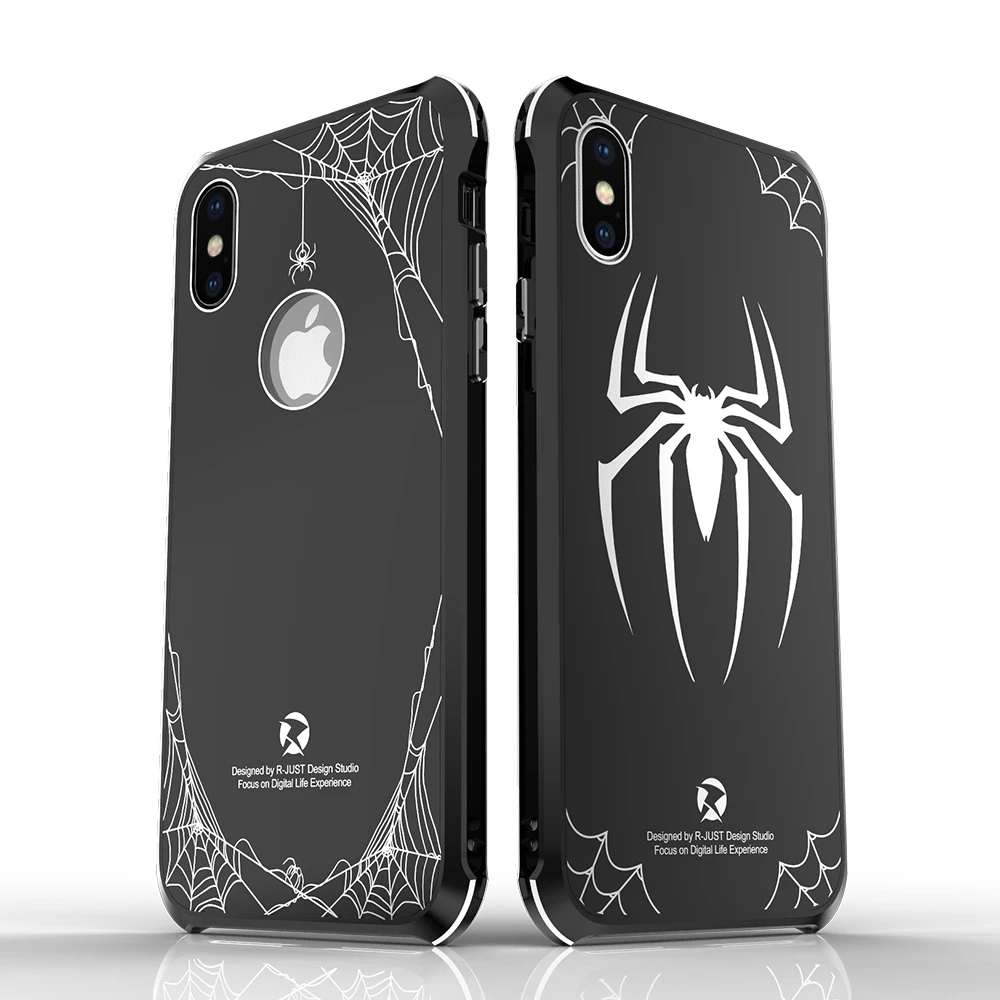 Aluminum Bumper with Acrylic Back Cover Spider Man Case For iPhone XS Max XR X 8 7 Plus SE 2020 Case Iron Man Phone Shell Bag