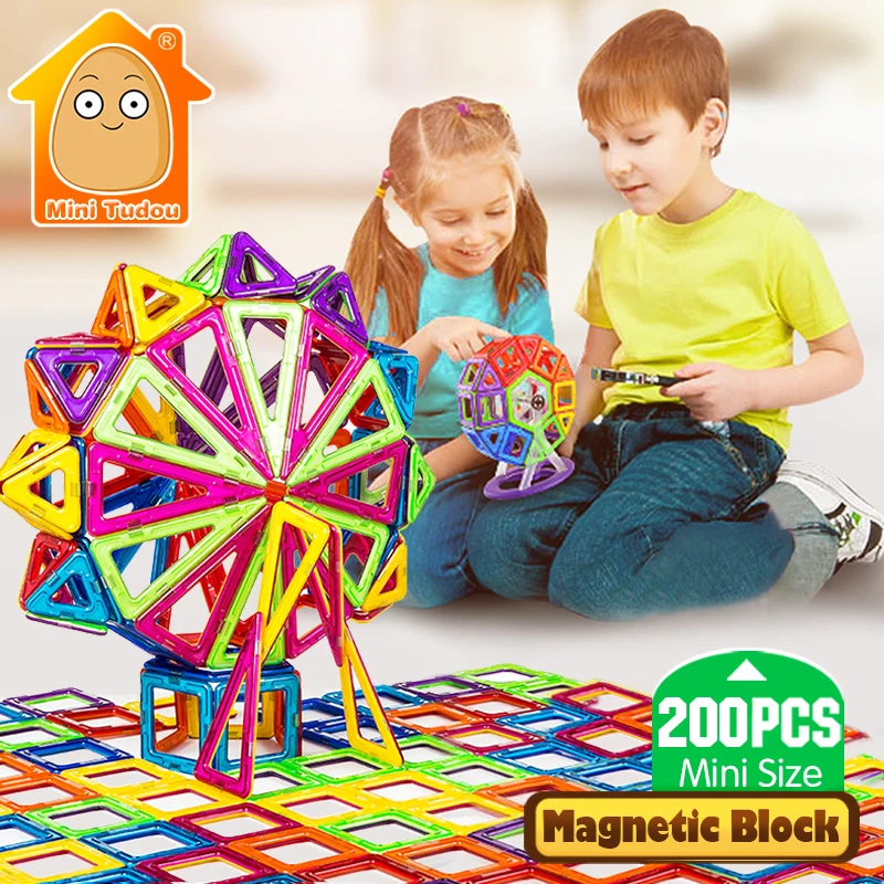 200 шт. маленькие магнитные детали конструктор Строительные кирпичи 3D магнит "сделай сам" дизайнерские развивающие игровые игрушки для детей