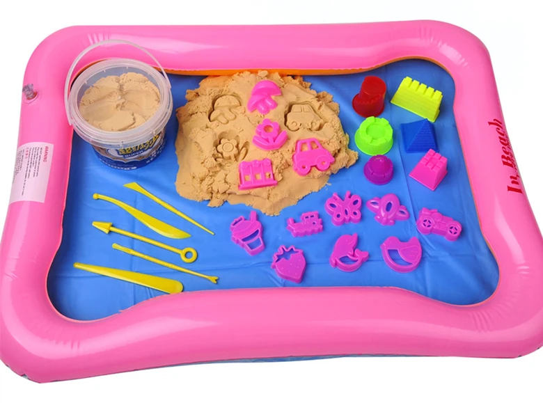 500g space sand + Tray+ molds toy dynamic DIY children beach mars magic environmental protection in silly |