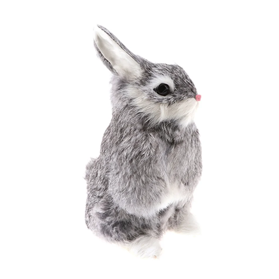 15 см Игрушечный Кролик Милый белый мех реалистичные животные Пасхальный кролик Реалистичная игрушка модель подарок на день рождения модель мини - Цвет: Серый