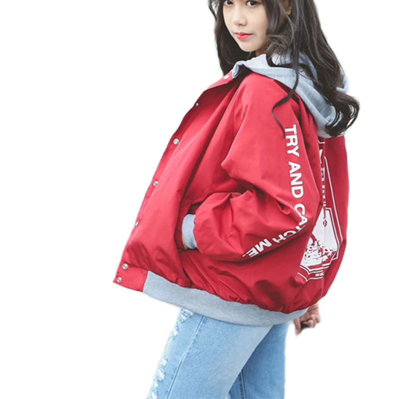 

Lusumily Bomber Jacket Women Casual Hooded Loosen Jacket Student Harajuku Coat Oversize Coats Female Basic Jacket Windbreaker