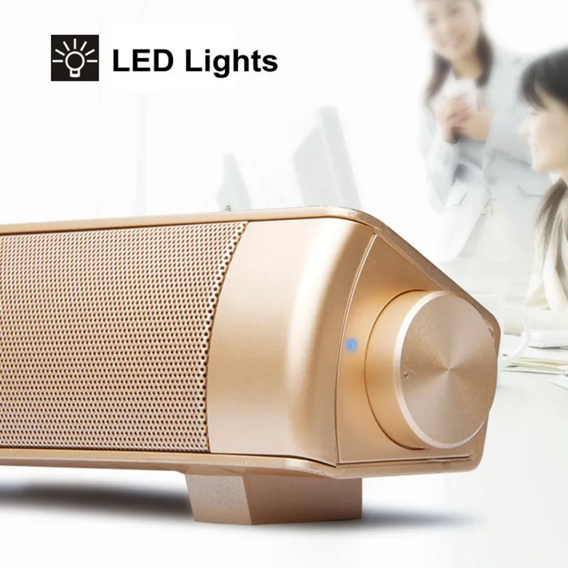 VTIN Wireless Bluetooth Speaker 4.2 SoundBar Remote Control TF Card TV Cellphone Tablet Surround Sound System TV Speaker Golden  (9)