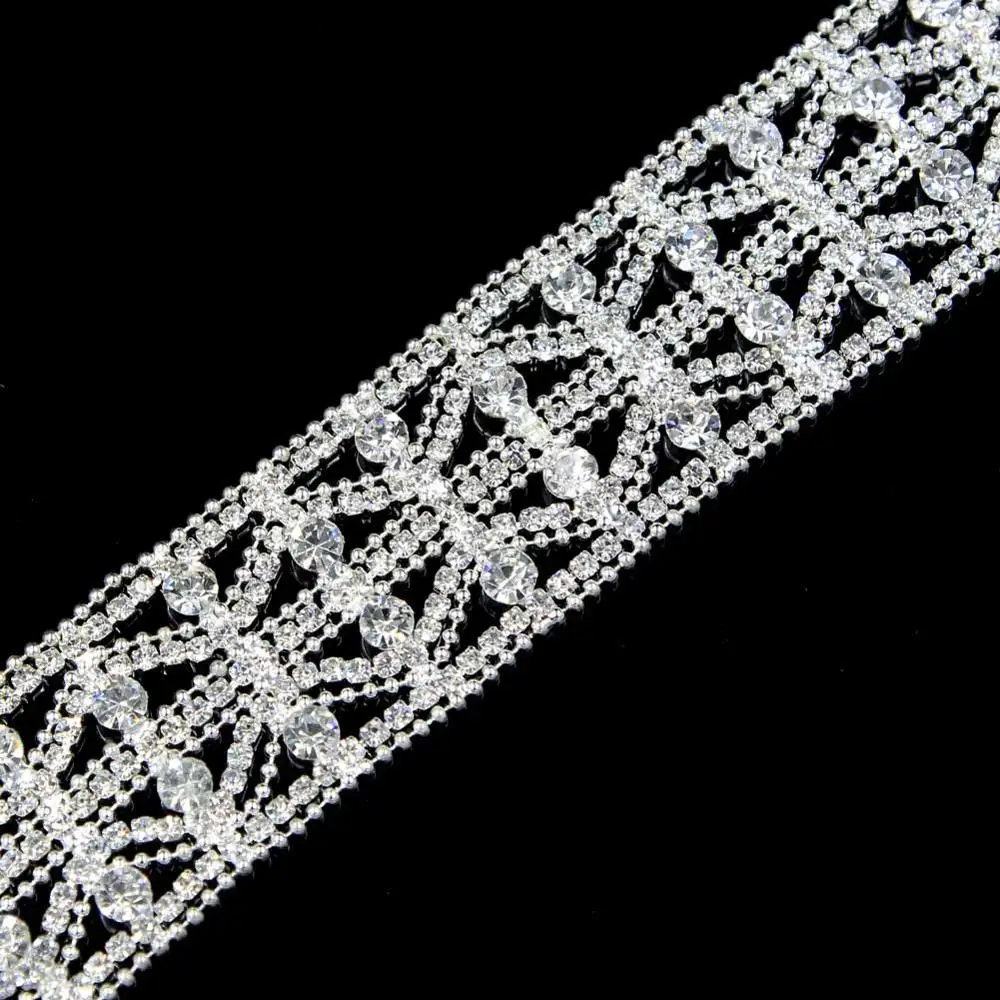10Yards Wedding Rhinestones Applique Trim Golden Silver Rose Gold Bridal Patches DIY Trimming | Дом и сад