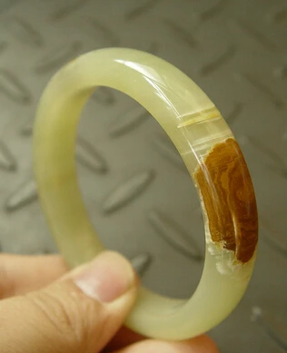 

free shipping 13354 Unique Natural Hetian JADE Nephrite Green Handmade Bangle Bracelet 60mm