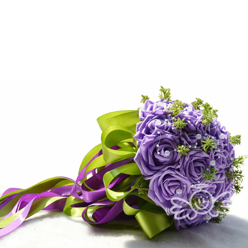 Свадебный букет PE Роза искусственный цветок для свадьбы Декоративный букет цветов невесты кристалл жемчуг