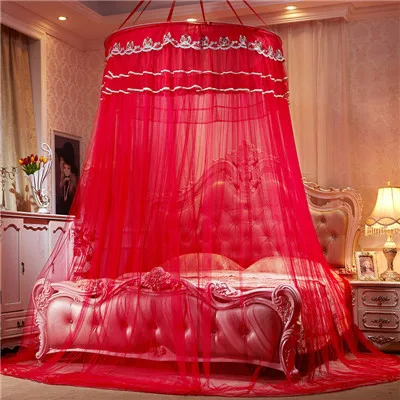 Обычно используется висящий Купол Принцесса Москитная сетка насекомое кровать навес сетка кружева круглые москитные сетки - Цвет: 1