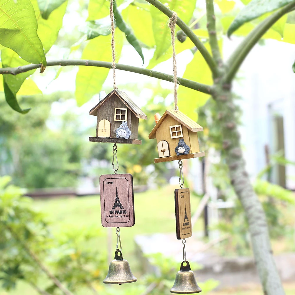 Beste Creatieve Japanse Totoro Houten Huis Landschap Tuin Thuis Wind Chime Bell