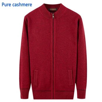 

new arrival fashion Thick 100% Pure Cashmere Sweater Male Zipper Cardigan Winter Coat Casual high quality plus size XS-4XL 5XL