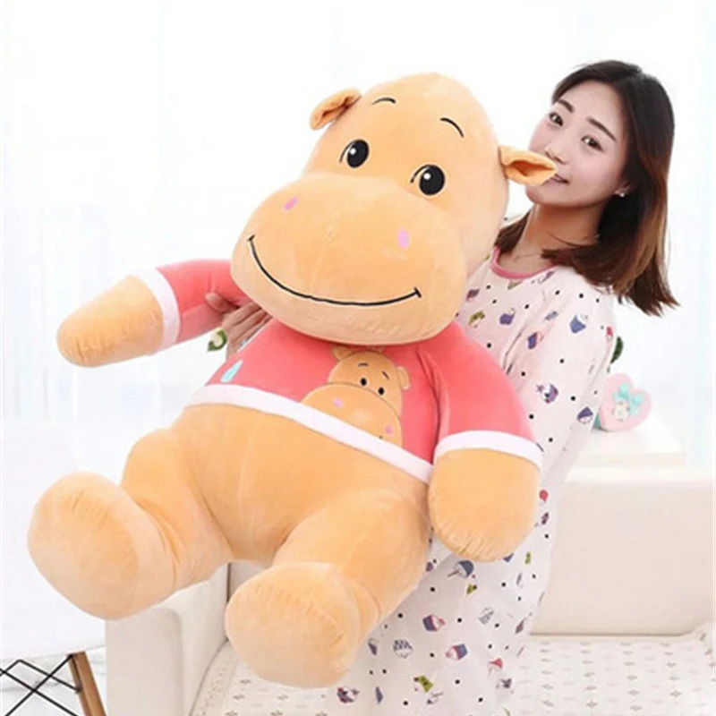 

Fancytrader 33'' / 85cm NEW Large Plush Soft Animal Hippo Toy Stuffed Lover Cartoon Hippos Doll Kids Gift