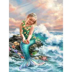 Miss Mermaid алмазная живопись полный дрель 5D Diy набор со стразами декор 30x40 см