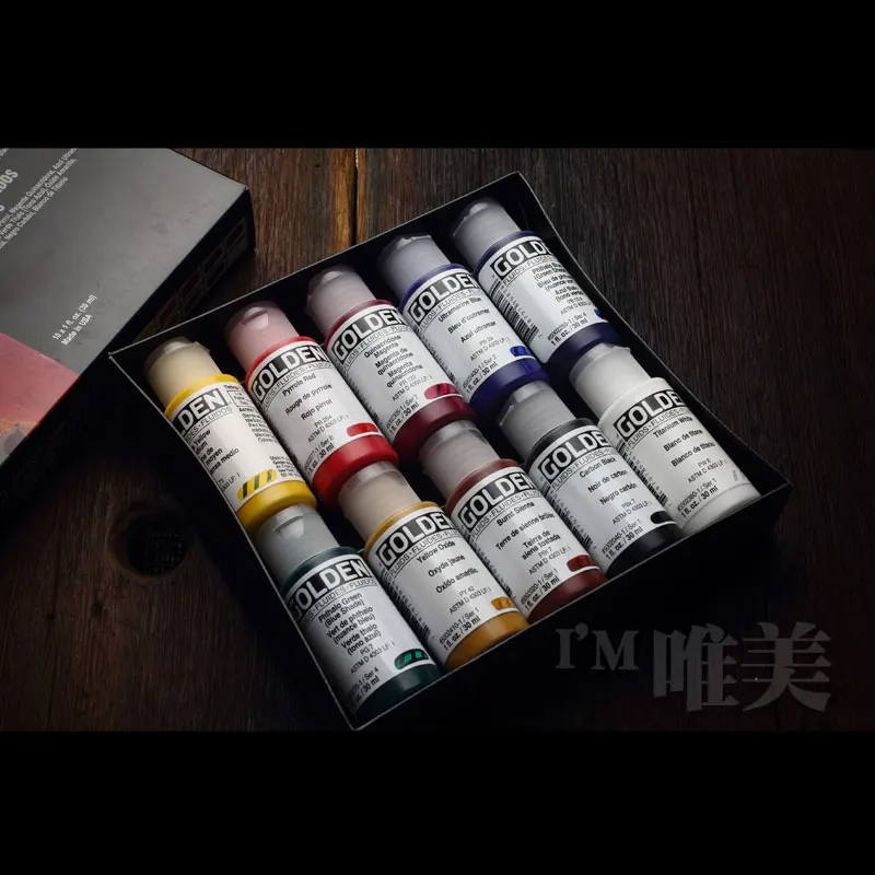 Free shipping The United States Gordon gold liquid acrylic paint set liquidity spray techniques in 10 bottles of propylene