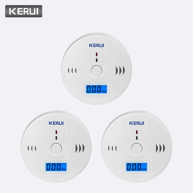Датчик угарного газа KERUI 3 шт. детекторы с ЖК дисплеем неподвижная Рабочая