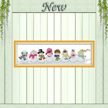 

Snowman fairy winter kids cartoon paintings counted Printed on canvas DMC 11CT 14CT Cross Stitch Needlework kits embroidery Sets