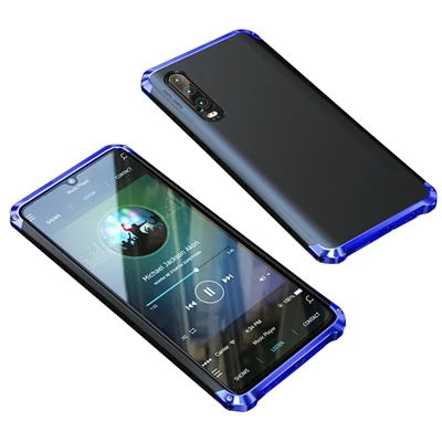 Чехол OLLIVAN с алюминиевой металлической рамкой для huawei P30 Lite P30 Pro чехол Защитная крышка для huawei P30 Lite защитный чехол s Fundas - Цвет: Black- blue