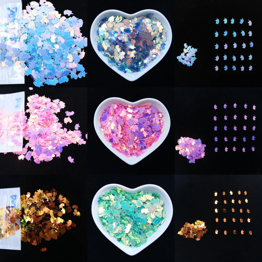 

Rainbow Glitter Sequin 5x8mm Loose Unicorn Shape Paillettes Nail Art Manual DIY Craft Christmas Wedding Party Decoration 15g/bag