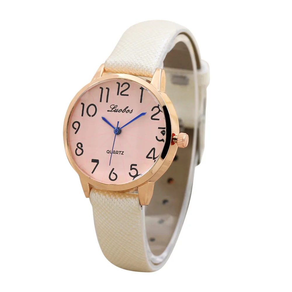 Women Watches Fashion Color Strap Digital Dial Leather Band Quartz