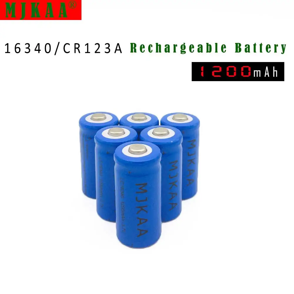 

10pcs 16340 1200mah Rechargeable Battery CR123A 3.7V 16340 1200mAh Rechargeable li-ion Batteries