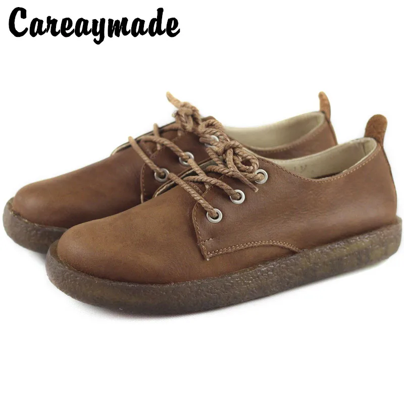 

Careaymade-Increased interna Cow Leather women's shoes Spring retro literary&artistic flat sole women's leather leisure shoes