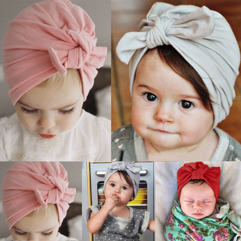 Les Nouveau-Nés Filles Doux Turban Bonnet BANDEAU chapeau nœud lapin nœud chapeau bandeau 