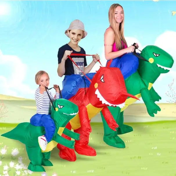 

Inflatable Dinosaur Costume Fan Kids Adult Party Halloween Cosplay Animal Dino Rider T-Rex Costumes For Men Women