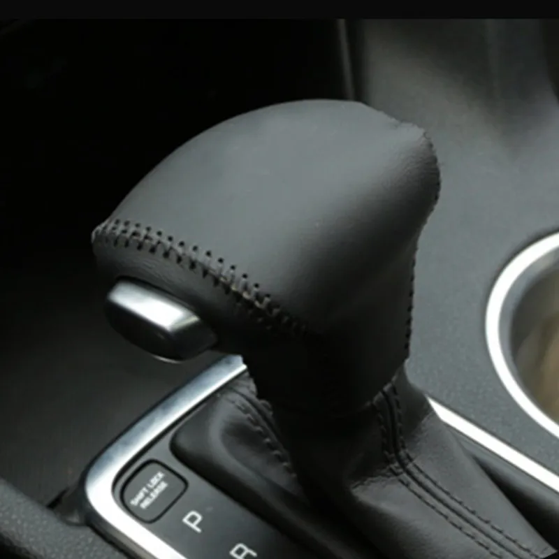 

Car Genuine Leather AT Gear Head Shift Knob Cover Gear Shift Collars Case Shell for Kia Rio K2 Sportage Optima K5 Niro 2017 2018