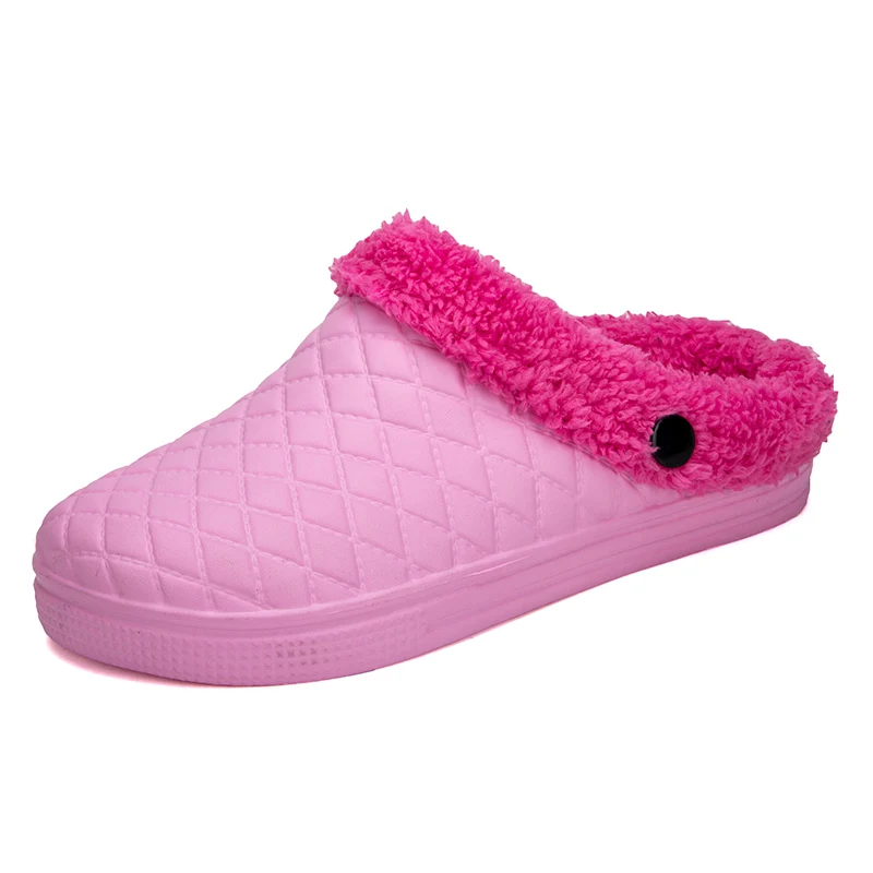 Дешевая распродажа; зимние домашние тапочки для женщин; Уличная обувь из водонепроницаемого плюша; теплые сандалии-сабо для сада; Mule Clog; женская обувь - Цвет: pink