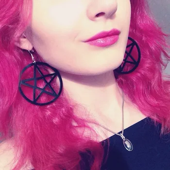 

Big Black Pentagram Acrylic Hanging Dangling Earrings Women Lightweight Bijoux Classic Large Star Earrings Jewelry Brincos 2020