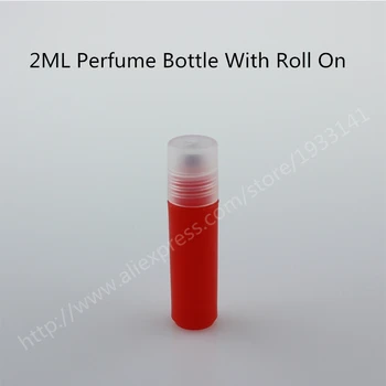 

Free shipping 500pcs/lot 2ml Red plastic roll on bottles for essential oils roll-on refillable perfume bottle