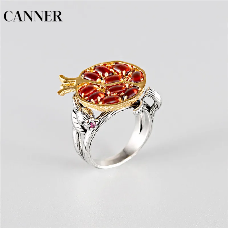 Canner Bague Femme Гранат/Винтажное кольцо гранат серебро розовое золото кольца для женщин красный камень циркон кольцо в стиле панк; бижутерия подарок - Цвет основного камня: 2