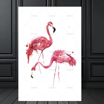 

Canvas painting Watercolor Flamingo Canvas Art Print Painting Poster Wall Pictures for Home Decoration, Giclee Print Wall Decor