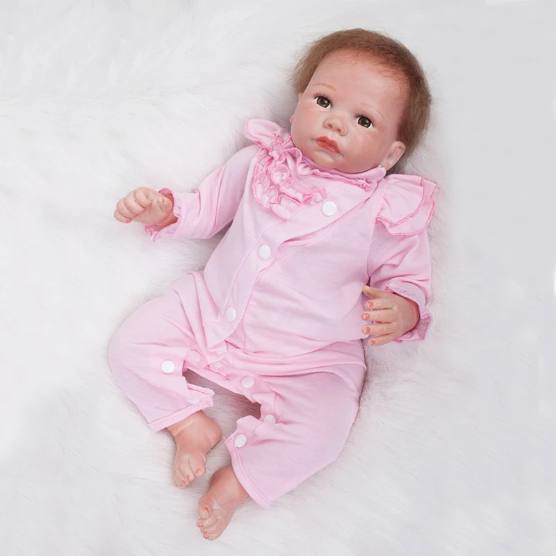 

Nicery 20inch 50cm Bebe Doll Reborn Soft Silicone Boy Girl Toy Reborn Baby Doll Gift for Children Pink Jumpsuit Pink Hat