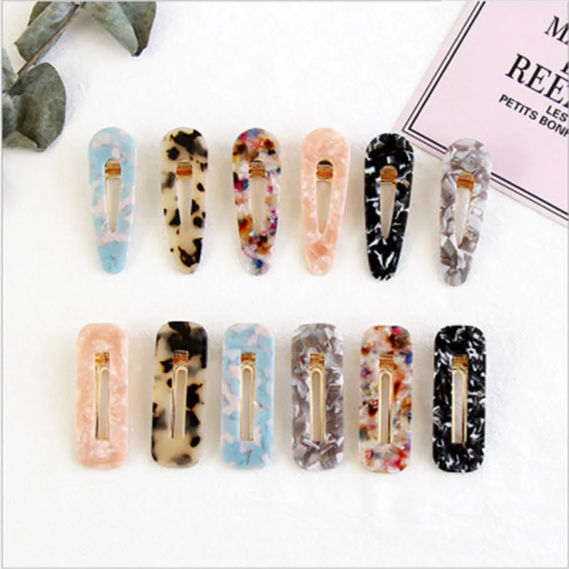 

Korea Vintage Hot Popular Drop Square Colorful Leopar Hair Clips For Women Trendy Resin Acrylic Geometric Hair Clips Wholesale