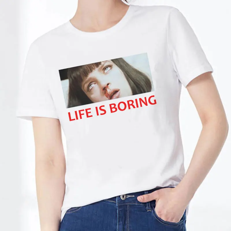 

Funny Vintage T-shirt Summer Woman 2019 Fashion Tshirt Aesthetic Clothe Short Sleeve Shirt Round Neck Pulp Vintage Women T Shirt
