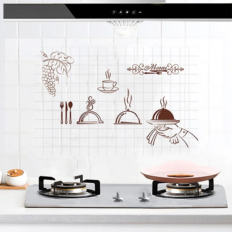 New kitchen wall stickers self-adhesive wall stickers PVC home decor waterproof oil-proof stickers in the cabinet kitchen decor