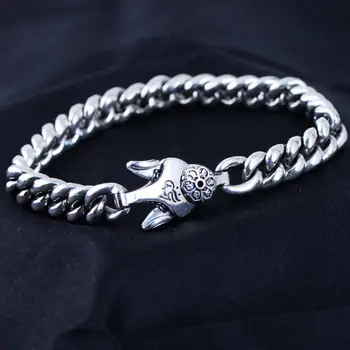 

925 Sterling Silver Om Mani Padme Hum 8.8mm Width Bracelet For Men Women A2357
