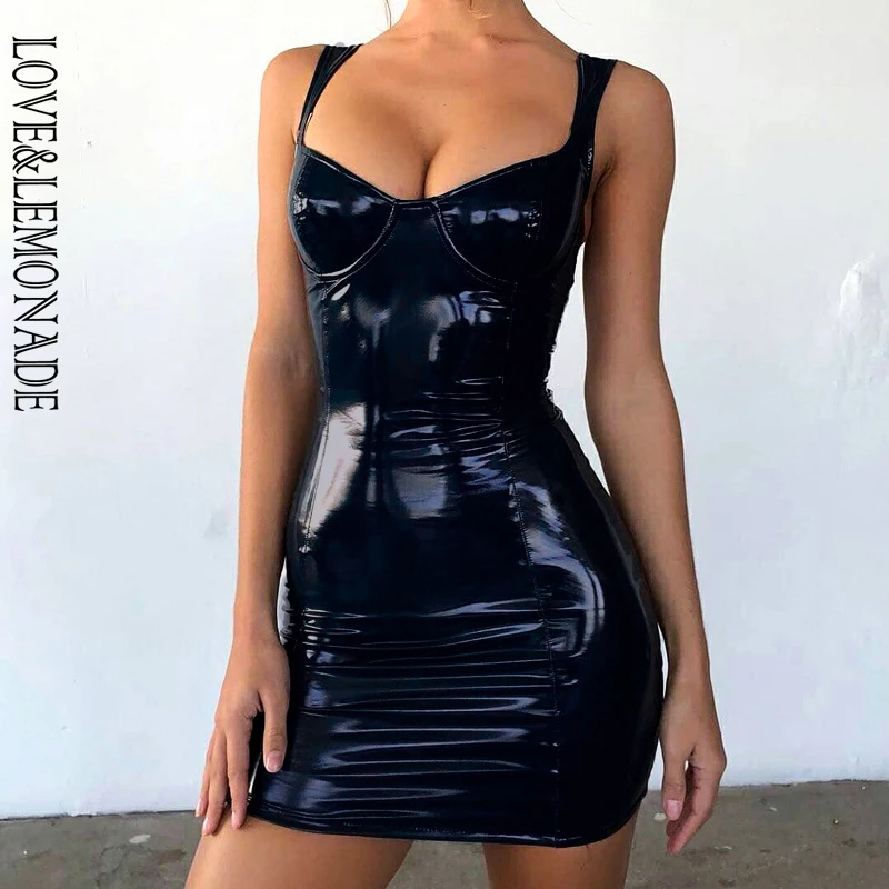 LOVE& LEMONADE Сексуальные облегающие Вечерние платья из эластичной искусственной кожи LM90020