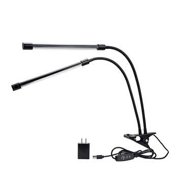 

Dual Head LED Grow Light 360Flexible 3 Time Modes Function Dimmable Full Spectrum LED Grow Lamp EU USB Plug for Desktop Planting