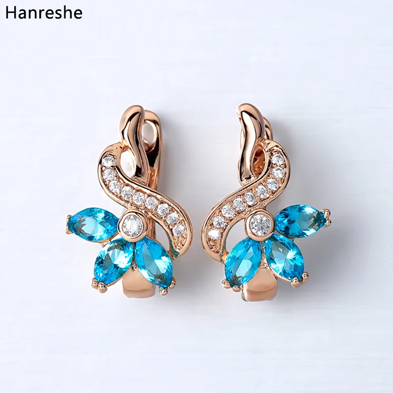

2019 Blue Red Crystal Statement Custom Earrings Copper Stud Earring Rose Gold Exquisite Fashion Jewelry Earring for Womens Gift