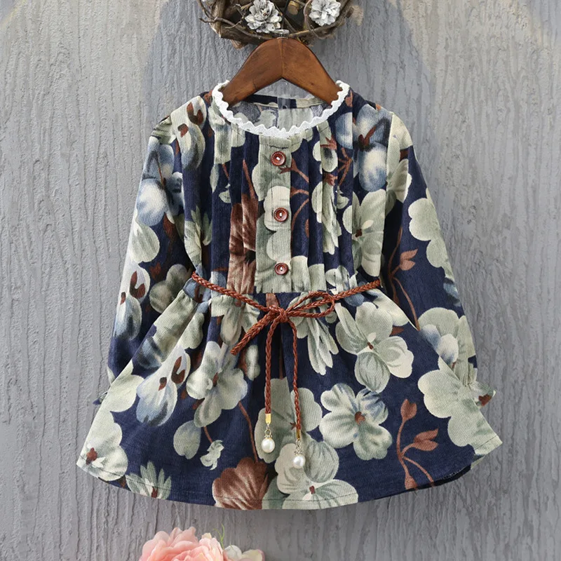 fashion long sleeve floral dresses for kid girls summer 2019 kids toddler girl Slim Fit dress children costume 3 to 7 years