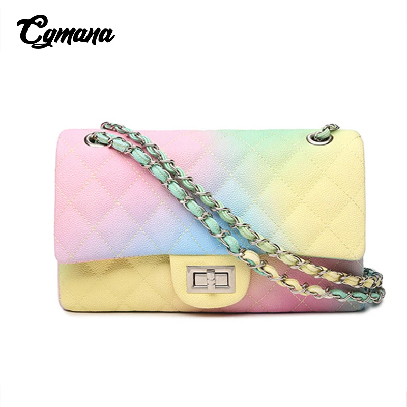 Gradient Rainbow Color Chain Bags Women 2019 Women's Bags Shoulder Bags Ice Cream-Color Messenger Bag Spring/Summer sac a main