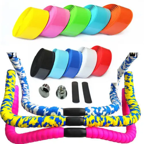 1 Pair Road Bike Cycle Handle Handlebar Grip Bar Tape Wrap + 2 Bar
